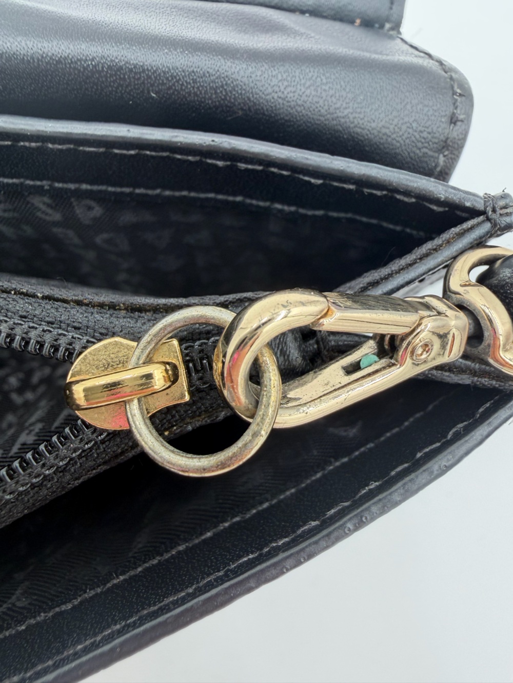 Kate Spade Black Pebbled Leather Envelope Wristlet Clutch Detachable Strap - Picture 9 of 10